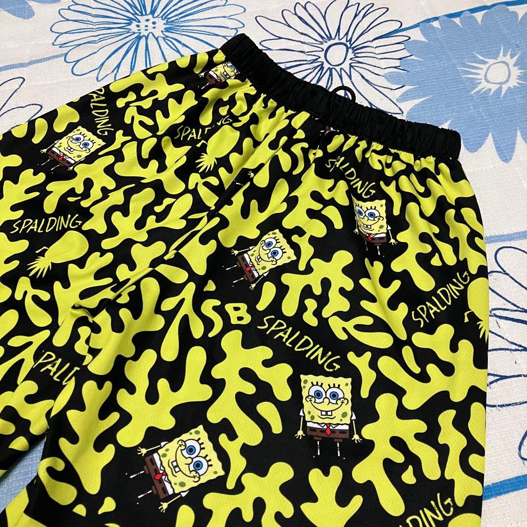 【希少】SPALDING スポンジボブ コラボ　総柄　バスパン　ハーフパンツ