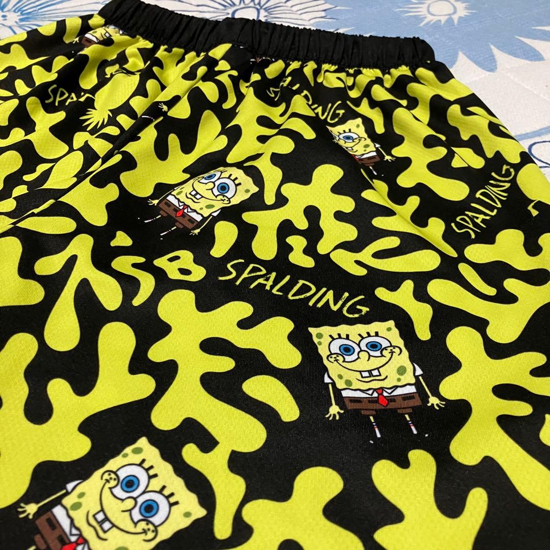 【希少】SPALDING スポンジボブ コラボ　総柄　バスパン　ハーフパンツ