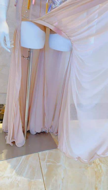 お得 美品一点物 ベリーダンス衣装 ブラスカートセット ピンクM コスチューム