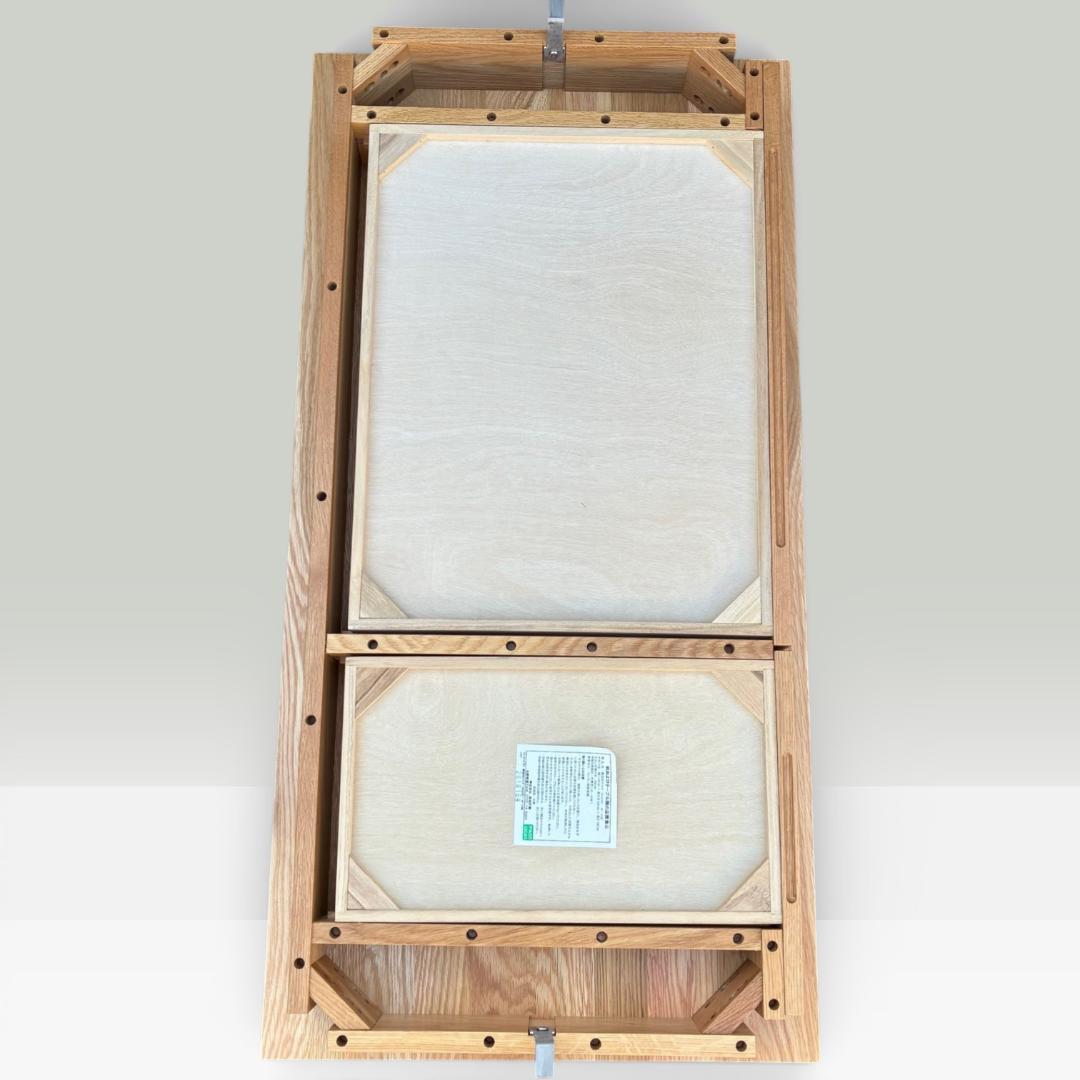 美品　無印良品　デスク　オーク　無垢材　机　引き出し付　天然木