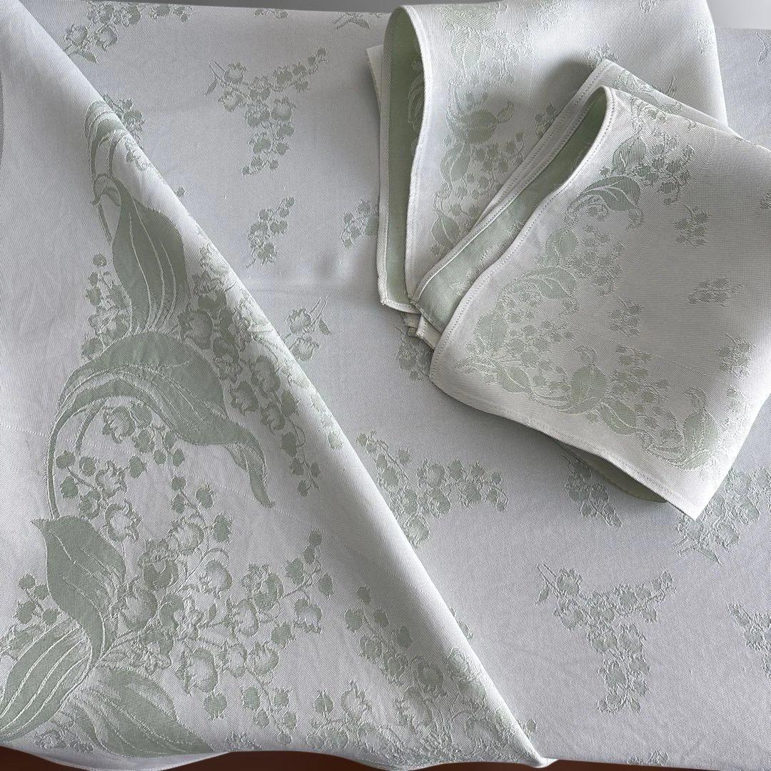 ヴィンテージ クロスとナフキン すずらん ダマスク織