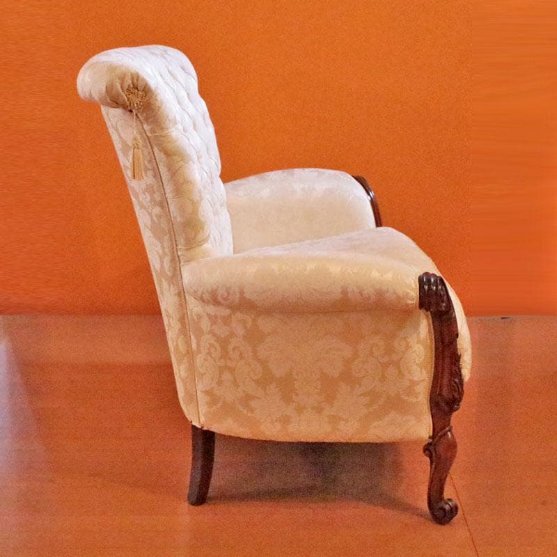 ヴィンテージ風 ラブソファ 2人掛け ダマスク クッション付 107-497