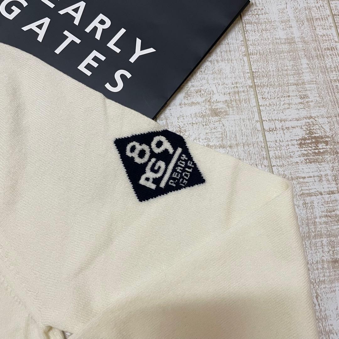 新品 パーリーゲイツ ニット カシミヤ 腕ロゴ ホワイト Lサイズ（5）