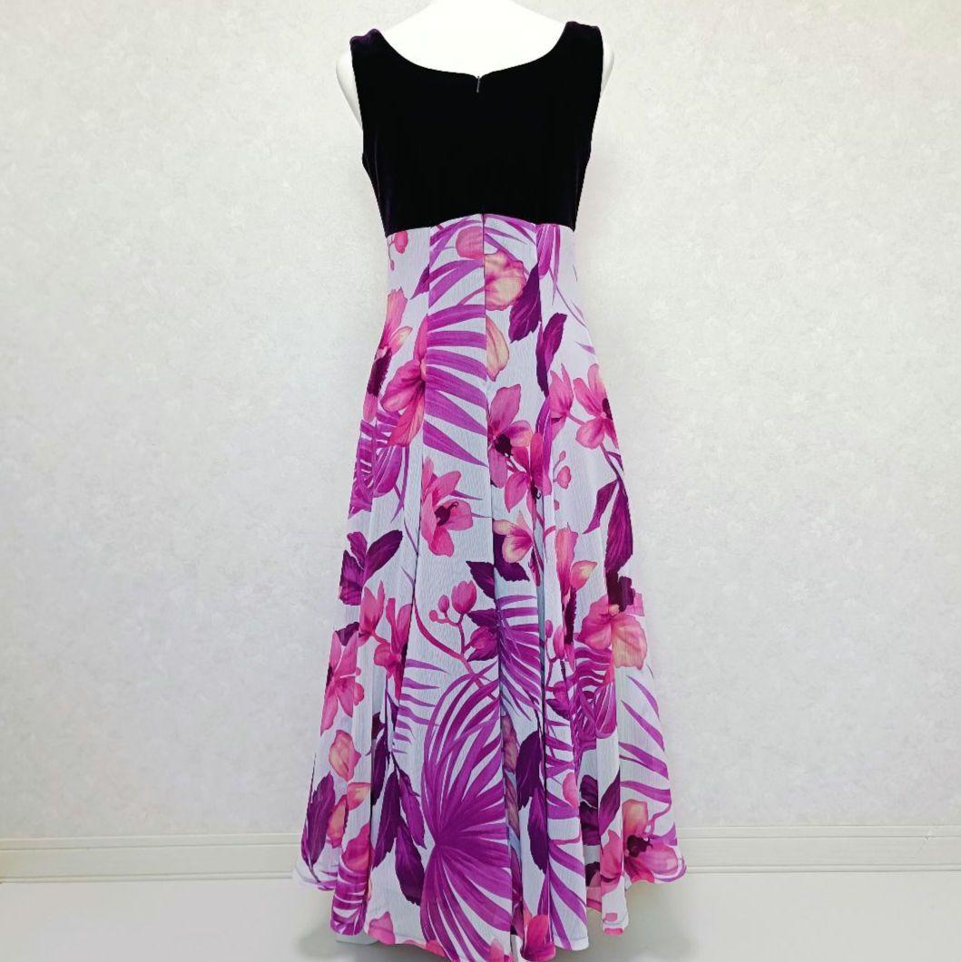 【美品】ui no! ベロア ハワイ製 フラダンス衣装 ノースリーブワンピース