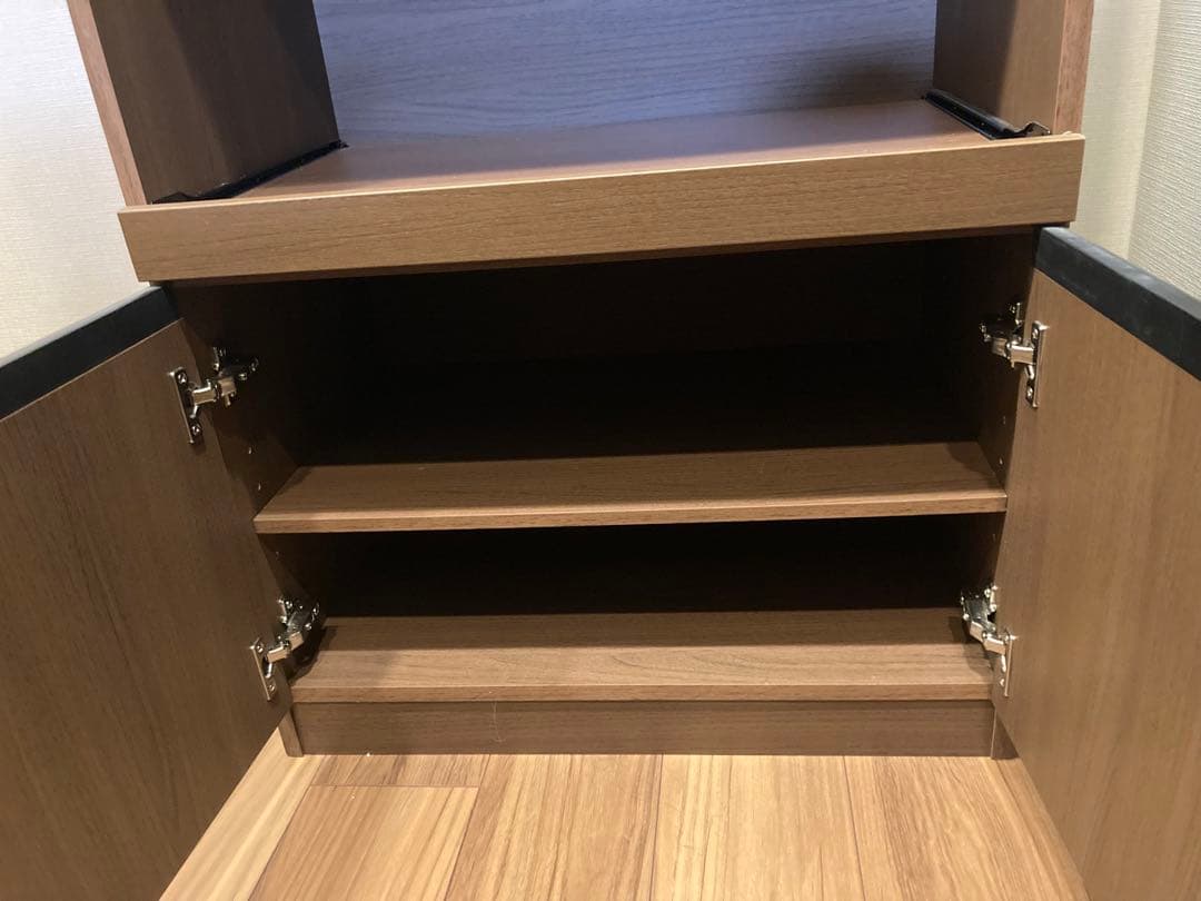 【完成品】ニトリ レンジ台 食器棚 フォルムN RE1860 MBR ブラウン