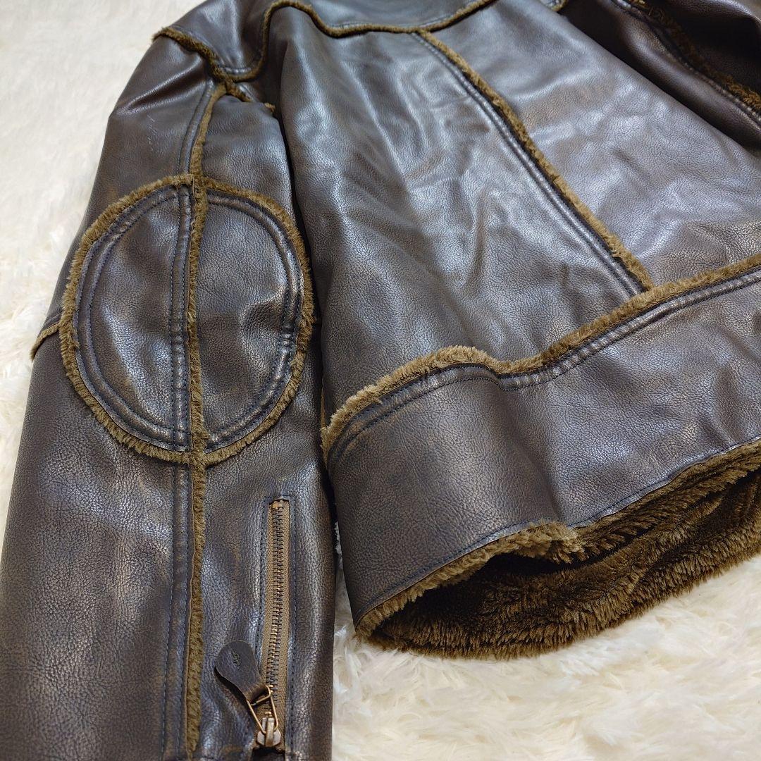 ガラム B-3 フライトジャケット フェイクレザー ヴィンテージ加工 ブラウン