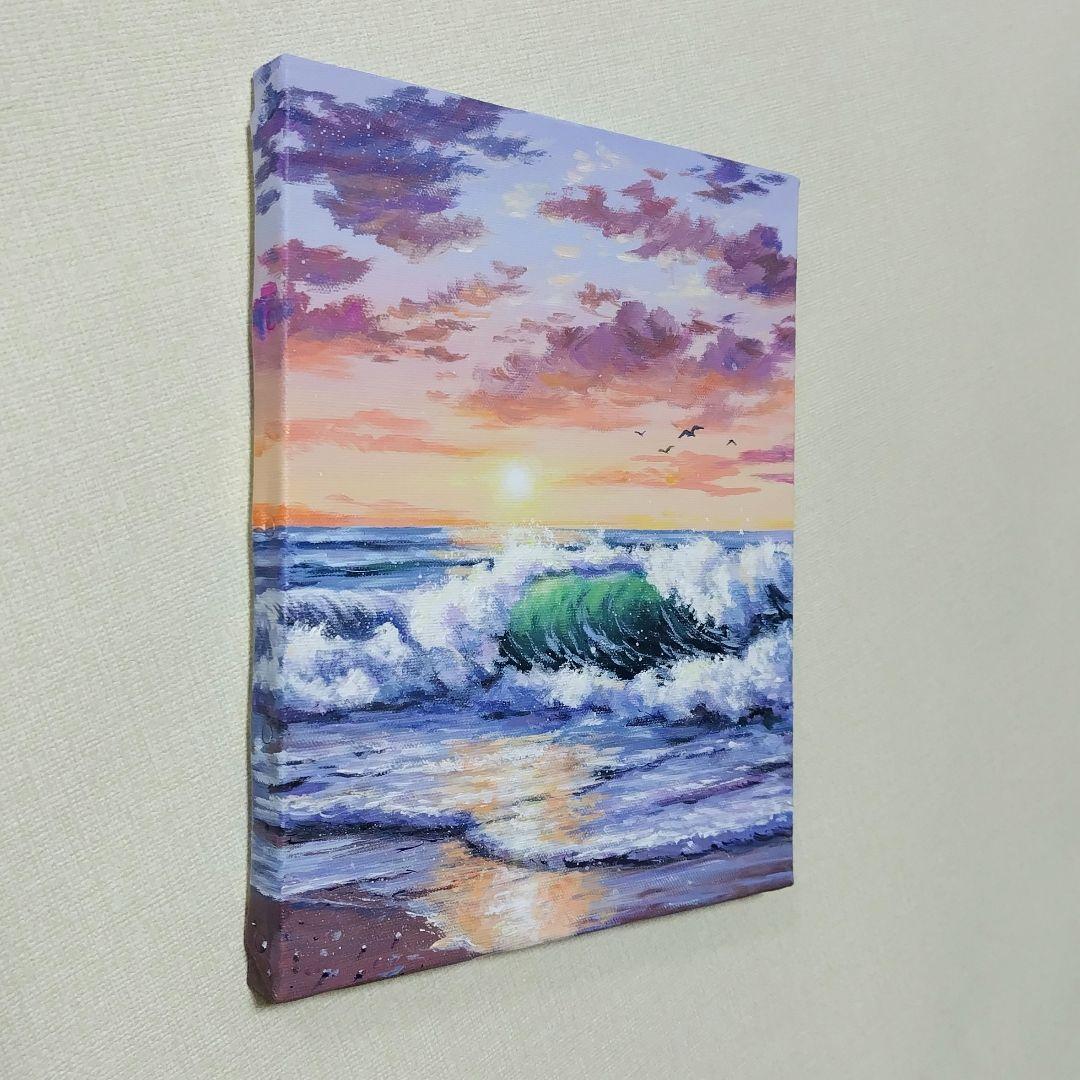 k*o様 【夕波】アクリル画 F3 風景画 絵画 海の絵