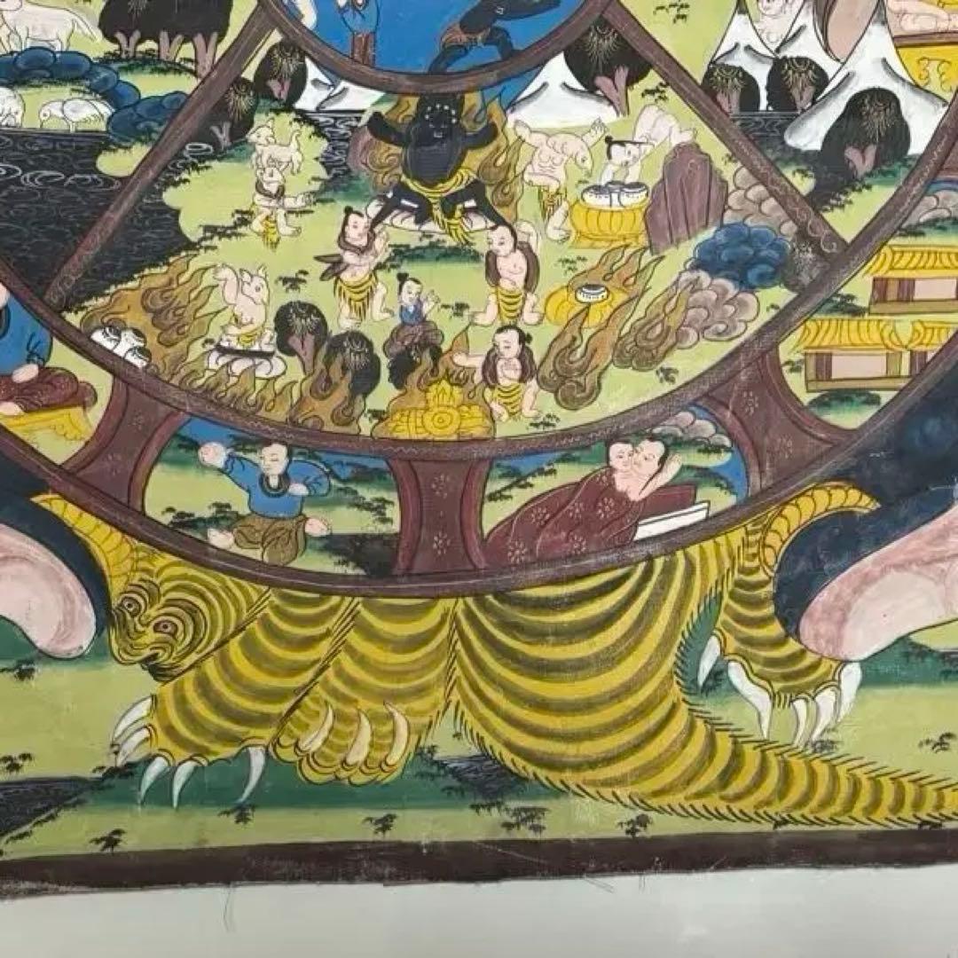 チベット密教　1点物 》 手描き　曼荼羅　タンカ　六道輪廻　仏教　密教