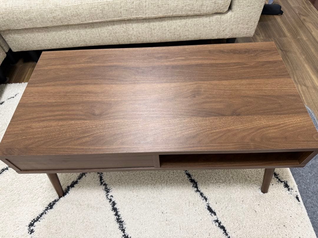 最終　ブラウン木製机　引き出し付き