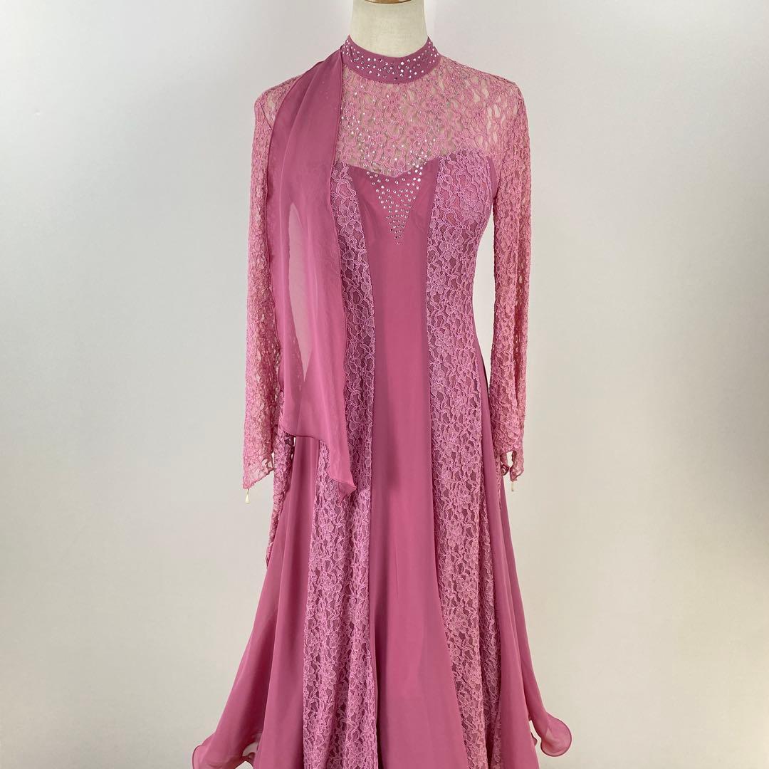 訳あり美品 社交ダンス ドレス ロングワンピース 派手 レース