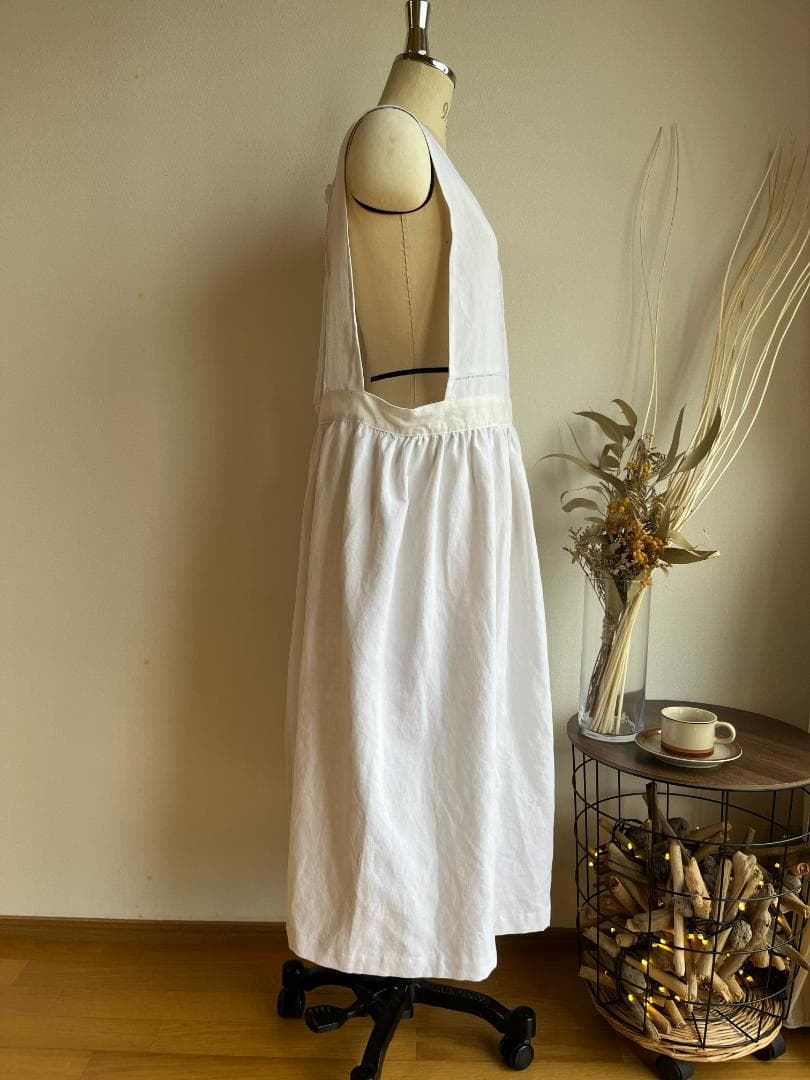 アンティーク　リネン　エプロン　ワンピース　リメイク　ハンドメイド