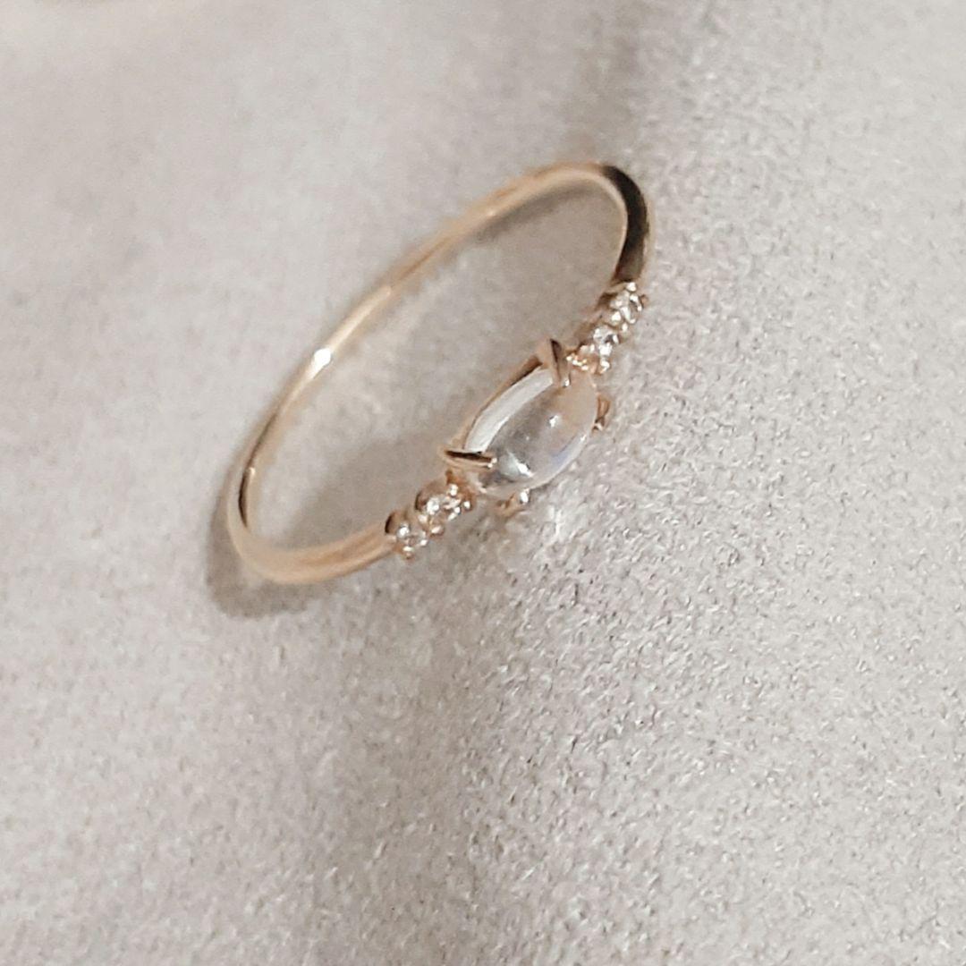 エテ K10YG レイヤード ムーンストーン リング