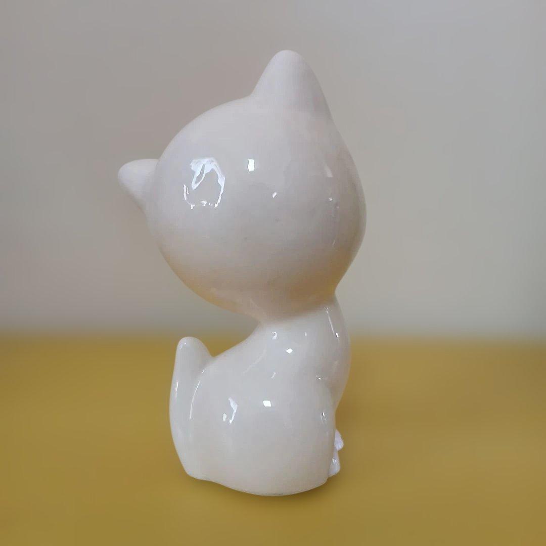 昭和レトロ　ネコ　陶器　置物　花柄　セット品