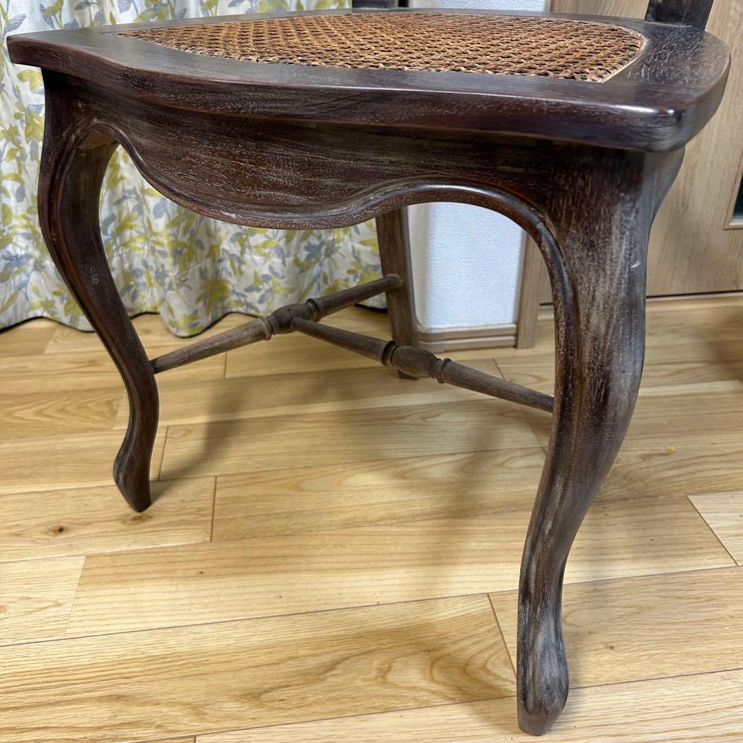 アンティーク　ヴィンテージ風　ヨーロピアン調　マホガニー×ラタン　チェア