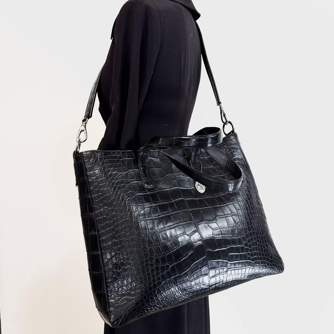 新品 JRA公認 定68万 最高峰 ポロサス クロコダイル 2wayトートバッグ