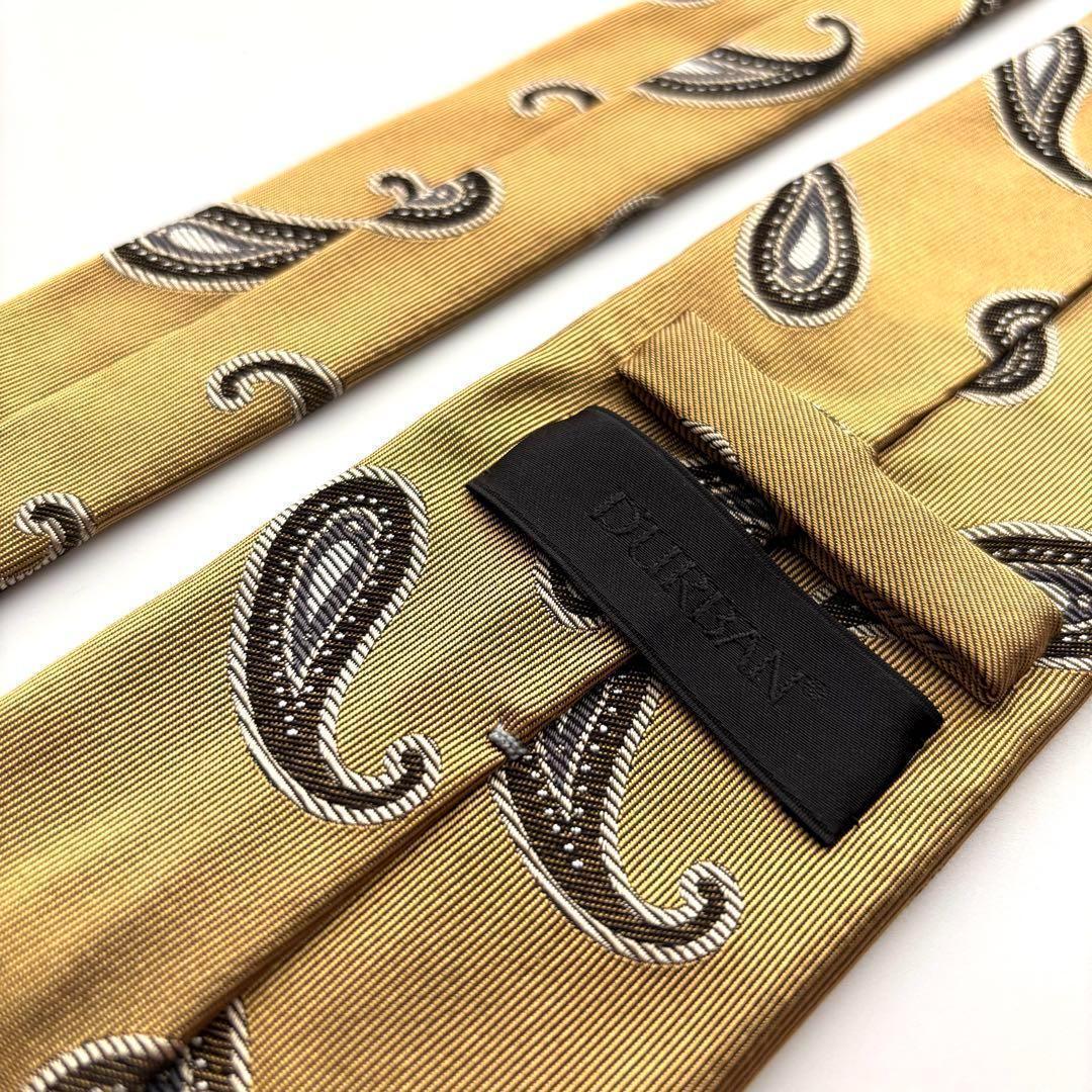 ꧁美品꧂ ダーバン ネクタイ ジャガード織 ペイズリー ゴールド イエロー 光沢