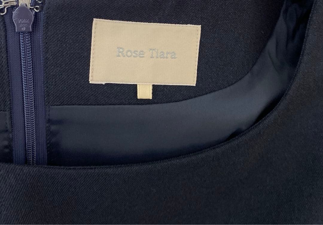 【Rose Tiara】リボンワンピース　ネイビー　サイズ46