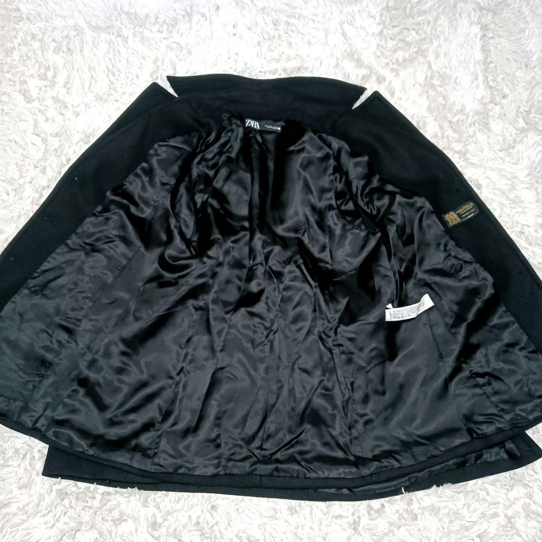 ZARA　ザラ　ケープコート　マンテコ　ポンチョ　金ボタン　ウール　L　黒