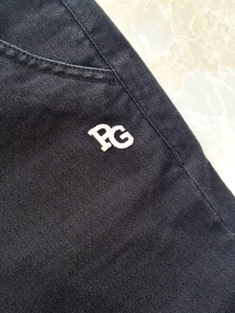 美品PEARLY GATES ゴルフパンツ　3 デニム風　ブラック×ホワイト