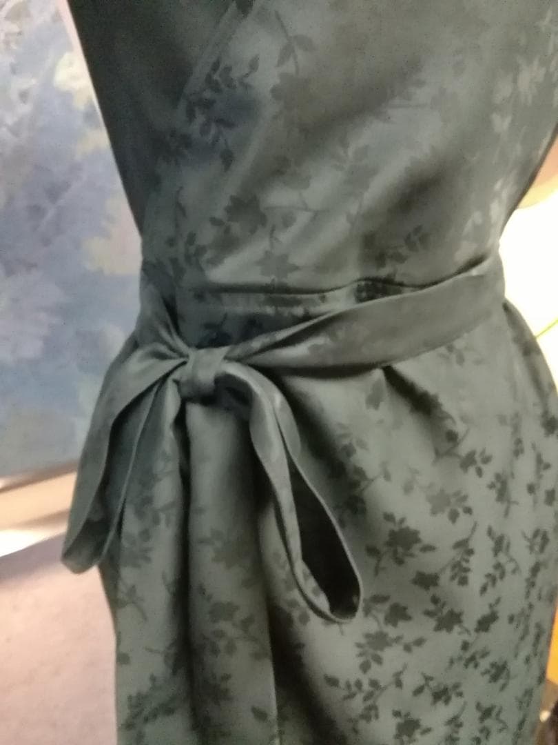 【日本製】S~3L ジャガード織 深緑 茶道お稽古用エプロン127100-70