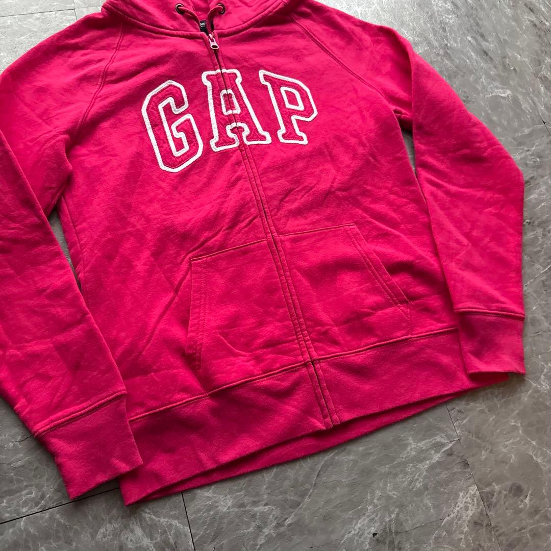 00s Gap フルジップパーカー　ピンク　ビッグロゴ　平成ギャル　y2k