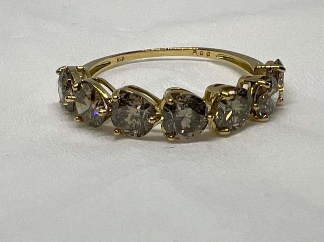 リナコ品です！K18YG ブラウンダイヤ2.00ct コニャックカラー