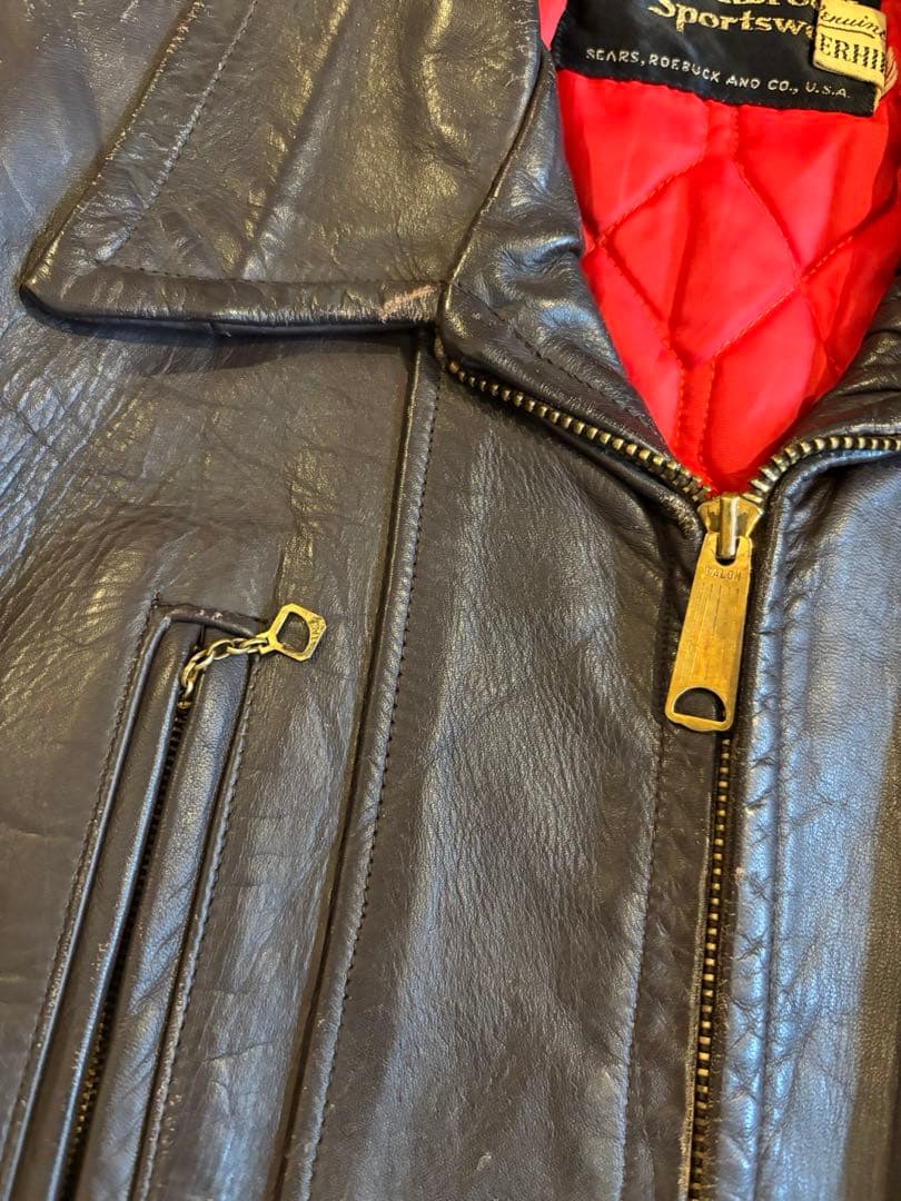 60s SEARS 菱形タロン カーコート レザージャケット