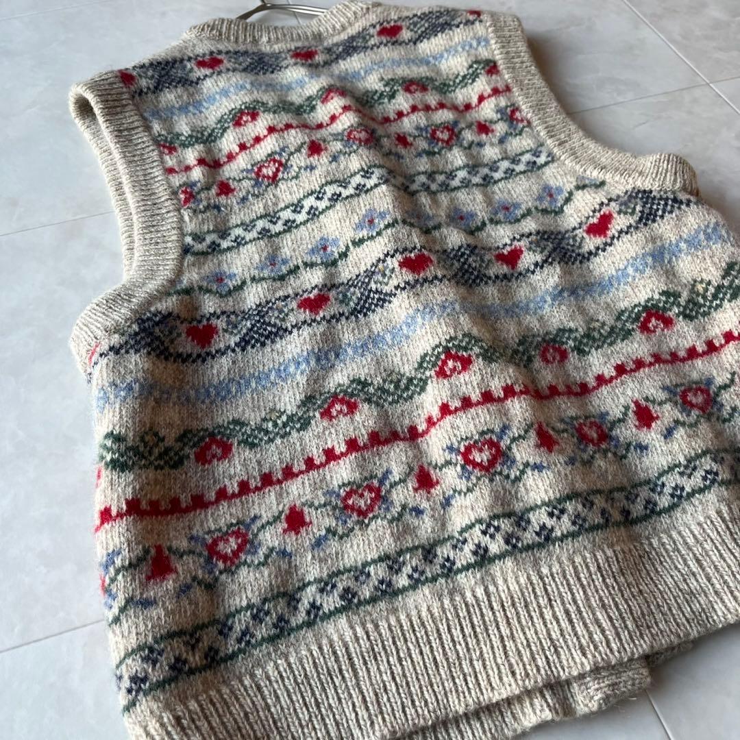 美品✨エディーバウアー 黒タグEDDIE BAUER 総柄 ニットベスト M