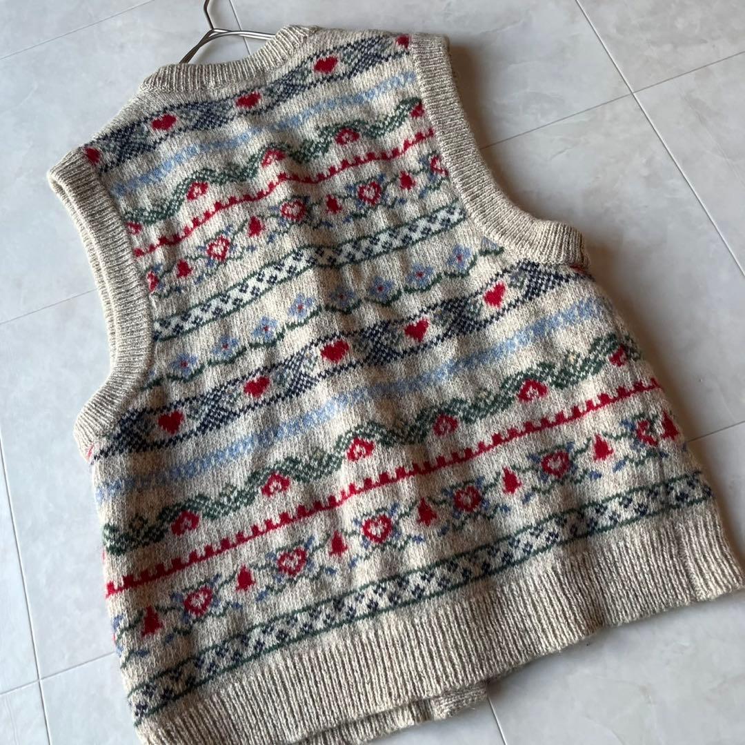 美品✨エディーバウアー 黒タグEDDIE BAUER 総柄 ニットベスト M