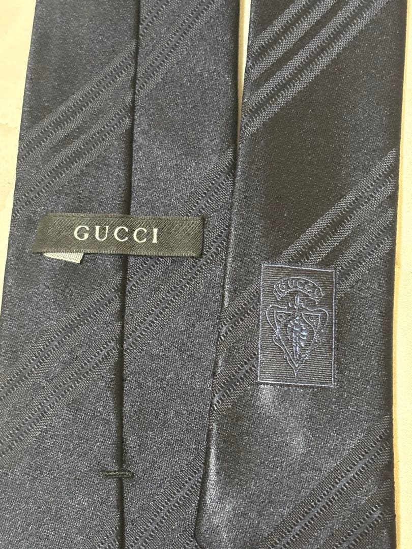 定価23,950円GUCCI ダークネイビー ストライプ ネクタイ