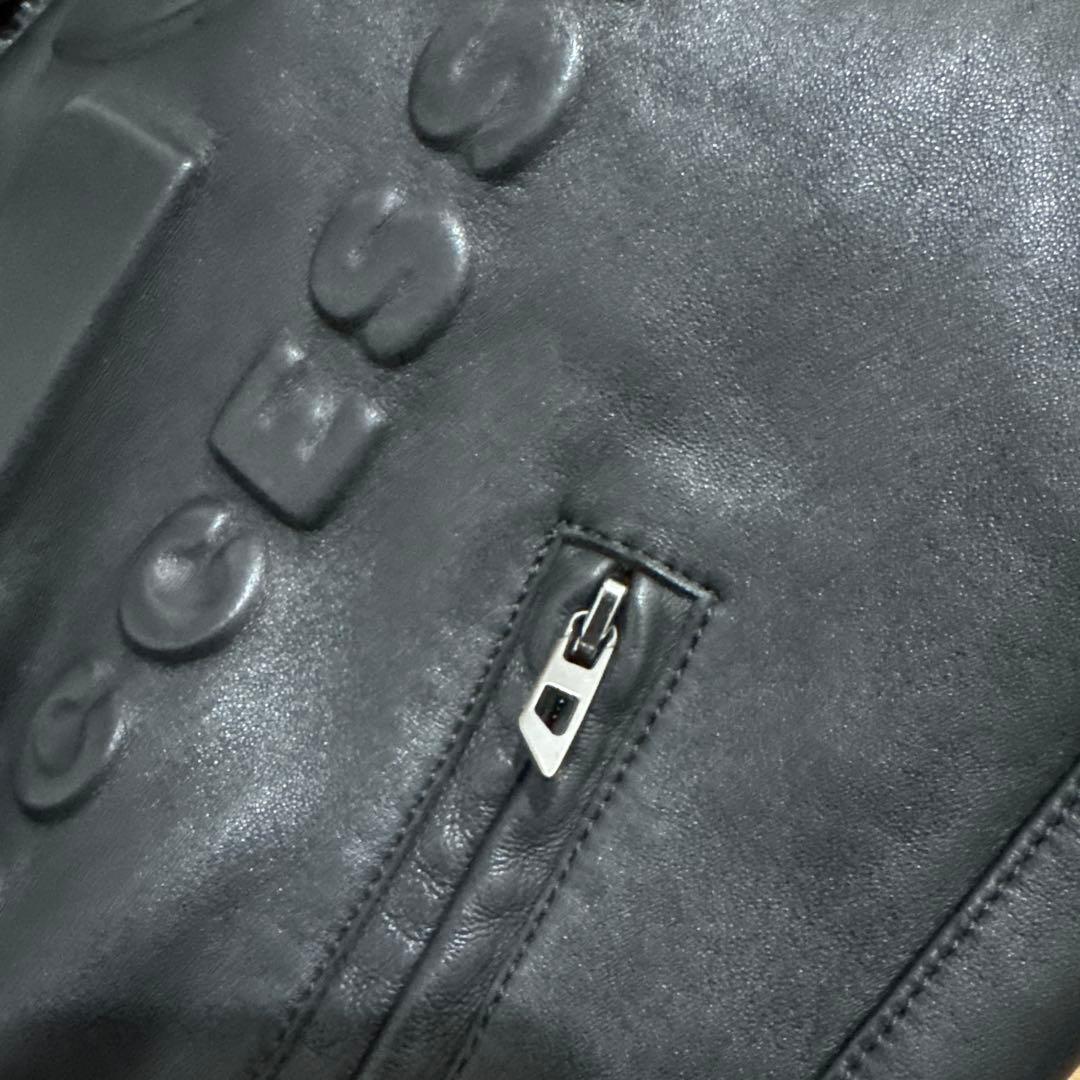 DIESEL ブラック レザージャケット 50 L-MET-VERT