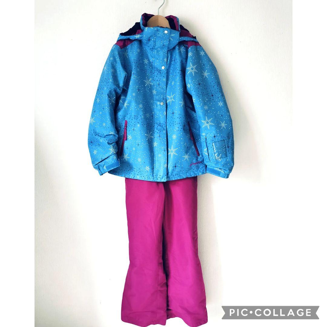 美品 Phenixスキーウェア 女の子 上下 150 140 雪結晶☆水色ピンク