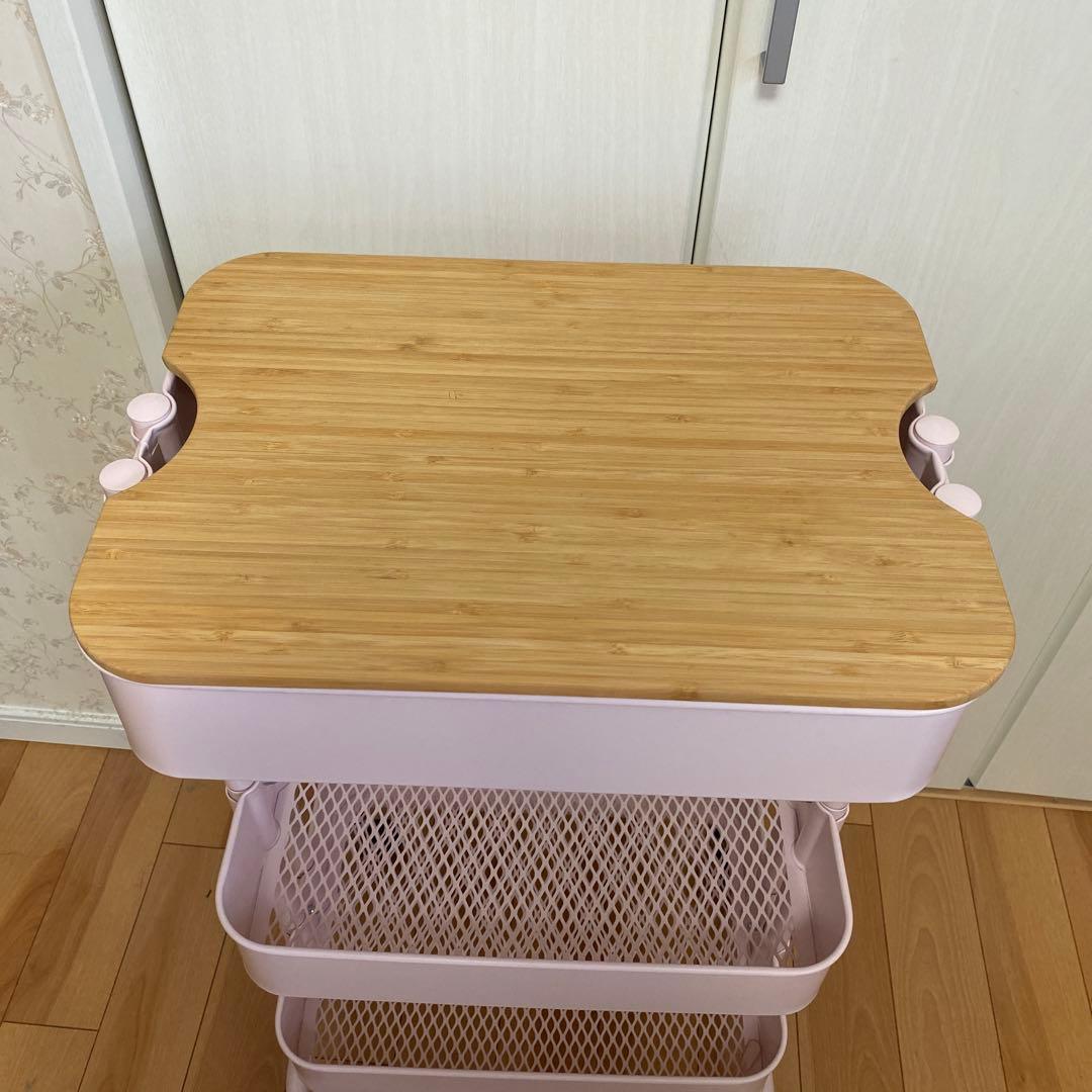 IKEAイケア　ワゴン　ピンク　廃盤色 天板付き