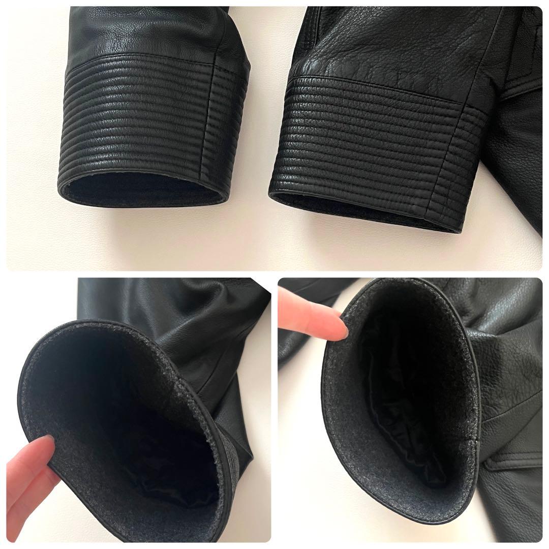 【美品】アイグナー　レザーコート　ディアスキン　50 ブラック　イタリア製