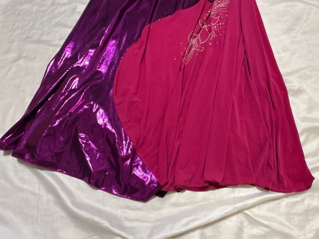 社交ダンス　ドレス　衣装　パーティ　鮮やか　ピンク　パープル　キラキラ　韓国製