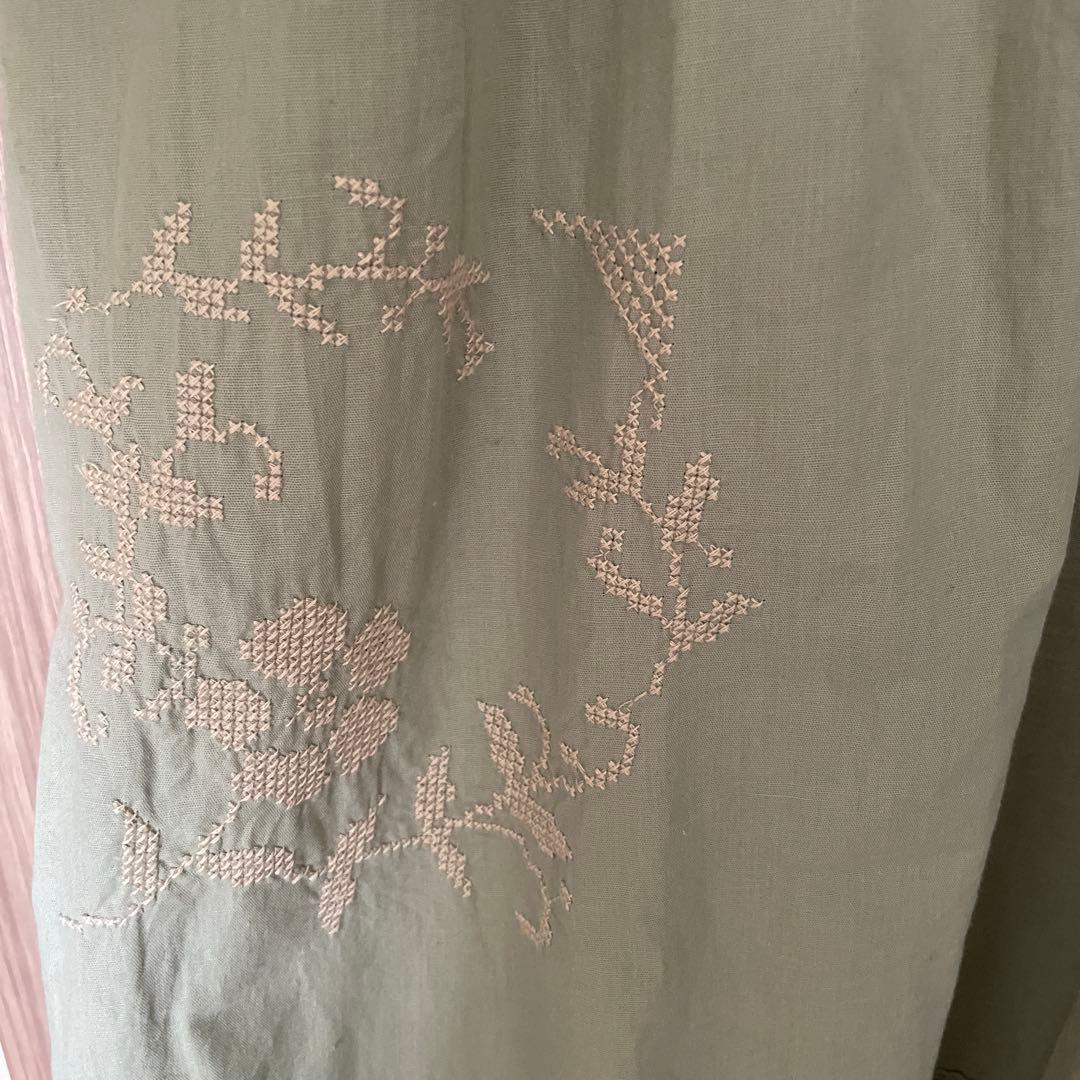 ツハルバイサマンサモスモス　ランダム刺繍レース切替ワンピース　ミント