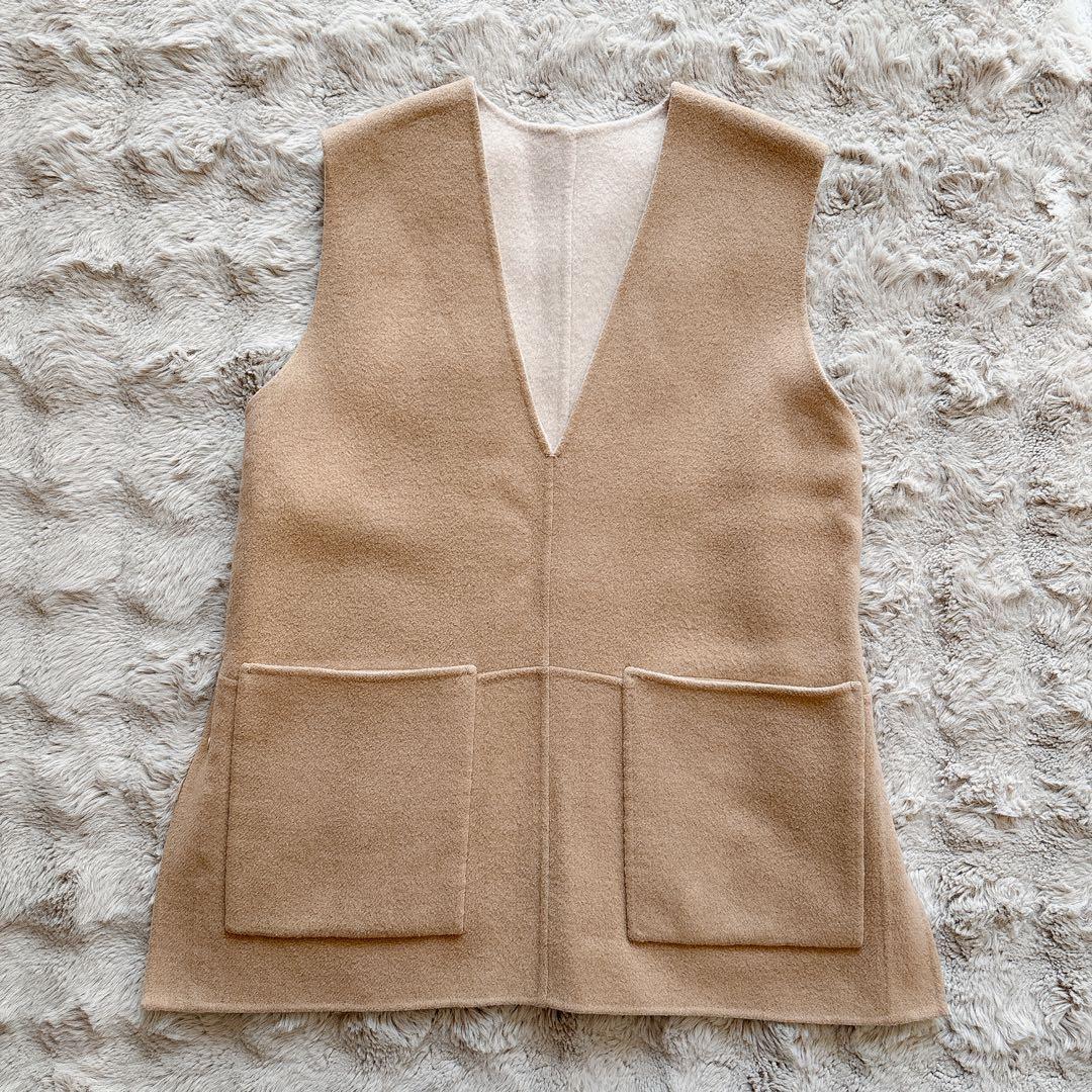 完売 OHGA オーガ ウールリバーシブルベスト ベージュ