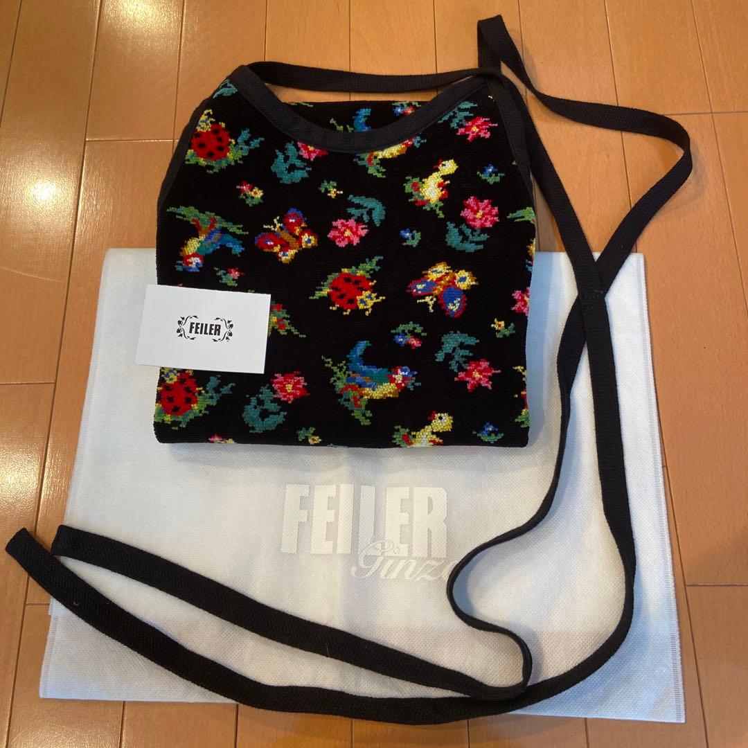 新品未使用　フェイラー　ドイツ・シュニール織　ハイジ　エプロン　ブラック