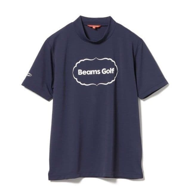 ⓁBEAMS GOLFビームスゴルフアイスクリームロゴモックネックシャツNAVY