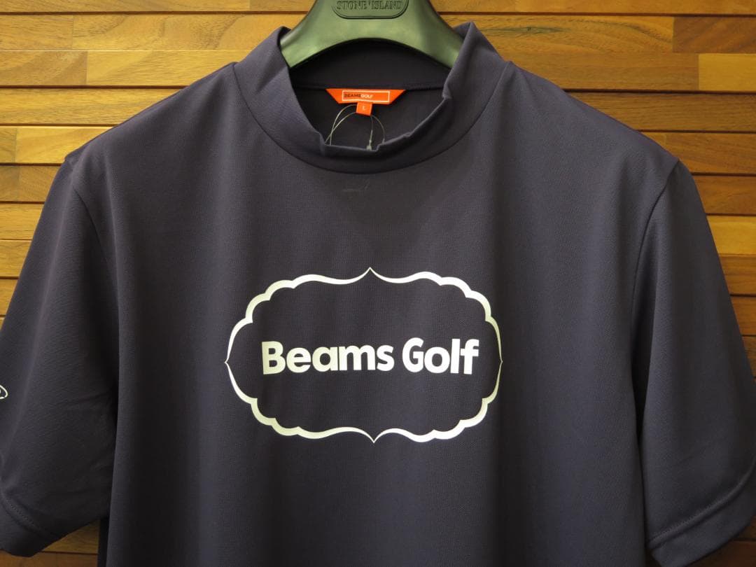 ⓁBEAMS GOLFビームスゴルフアイスクリームロゴモックネックシャツNAVY