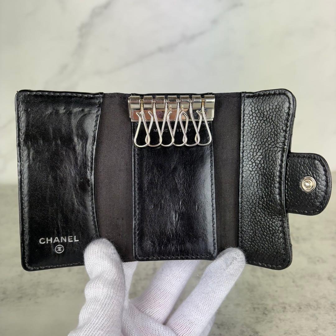 CHANEL キャビアスキン　マトラッセ　キーケース　6連