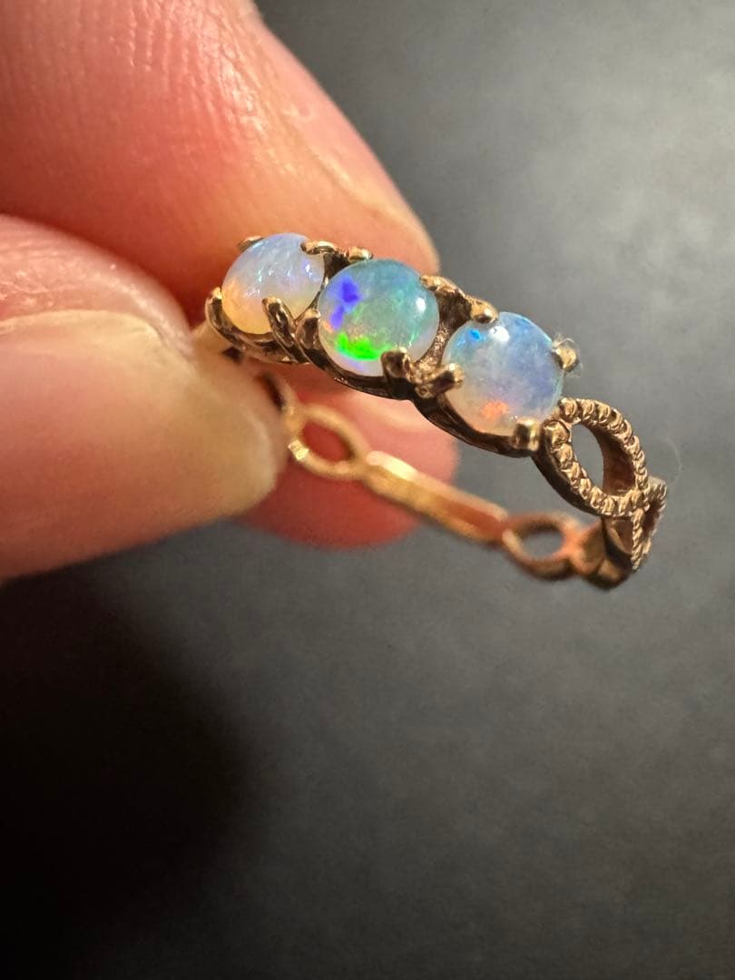 アガット K10オパールピンキーリング 5号