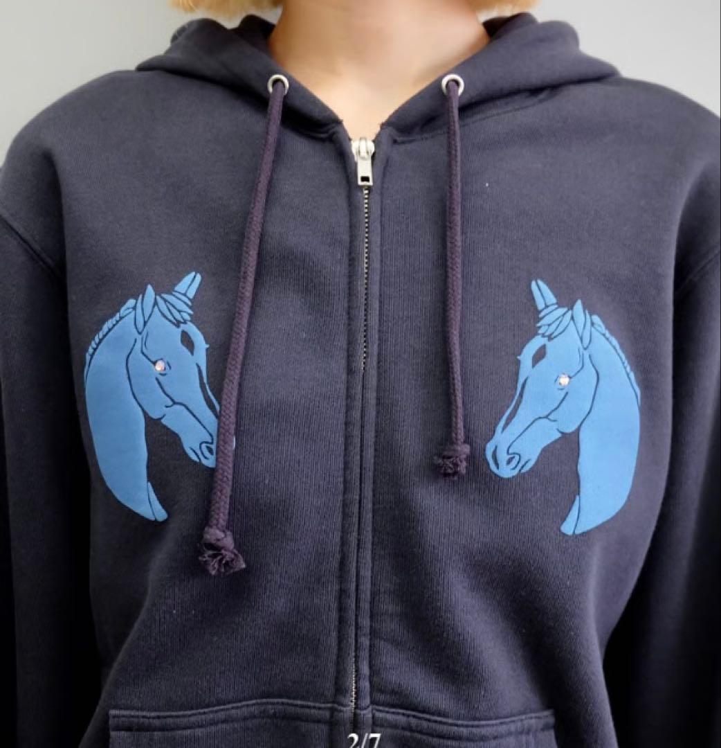 トップス Labyrins Dont Cry Horse Zip Hoodie Navy