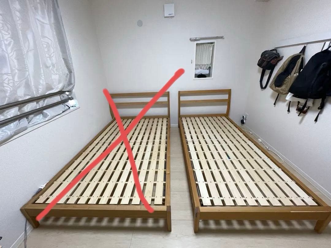 無印　タモ材　ベッドフレーム　シングル　セミダブル