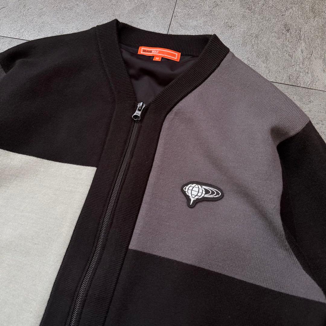 BEAMS GOLF エアシャット カラーブロック ニットカーディガン M