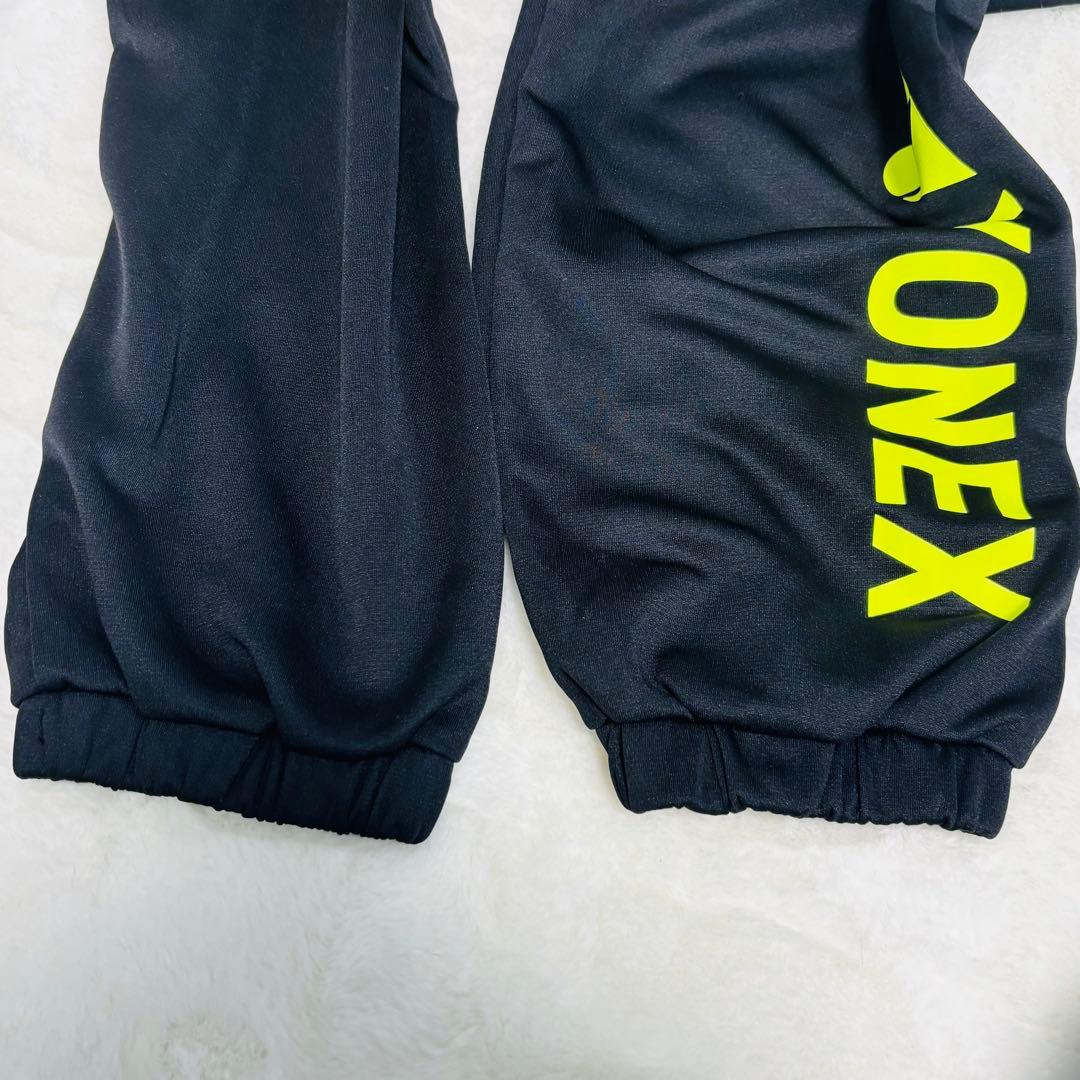 【美品】上下セットYONEX ヨネックス フード付パーカー ブラック L刺繍ロゴ