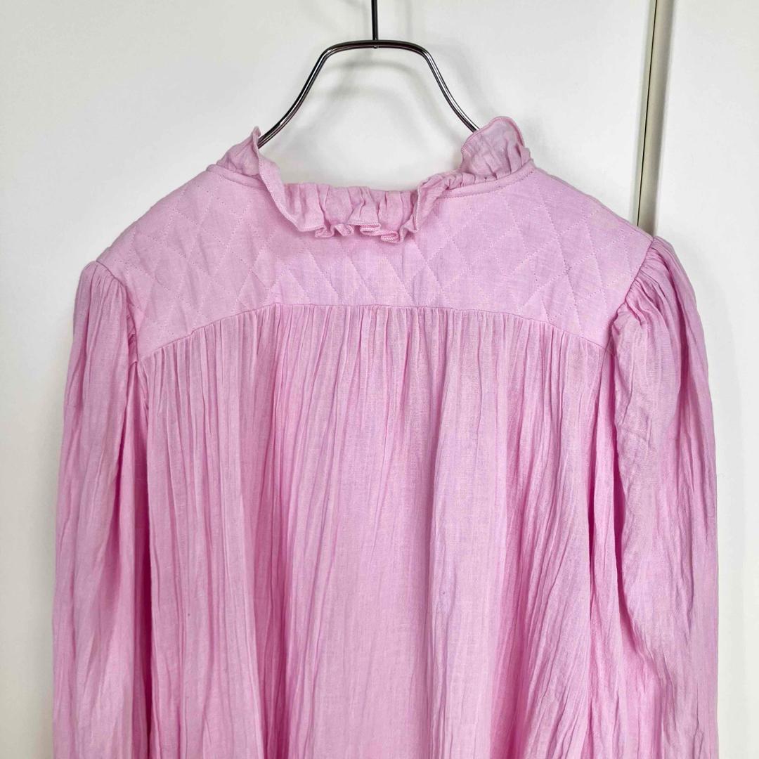 25SS Whim Gazette フリルギャザーブラウス ピンク