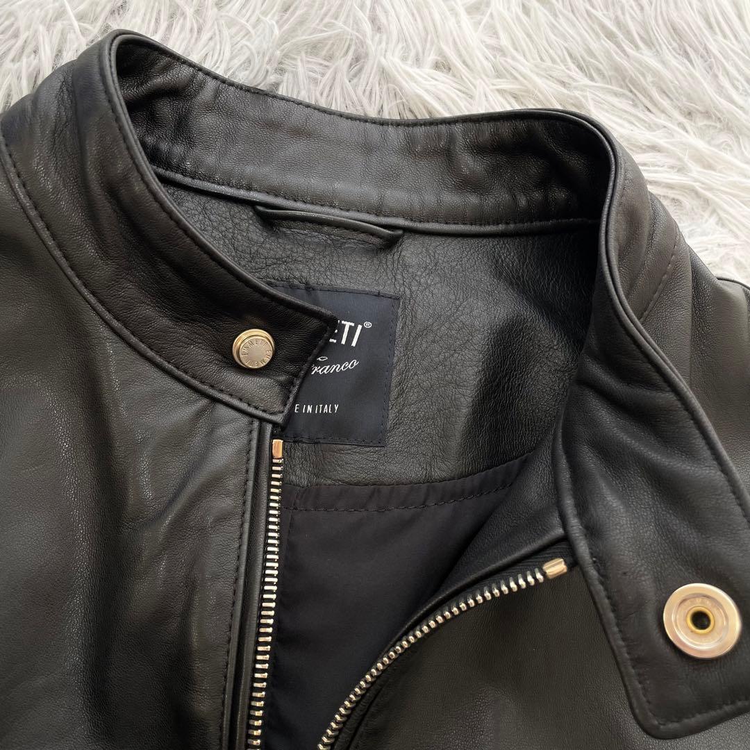超美品　EMMETI ジャケット　シングルライダース　ブラック　44 JURI