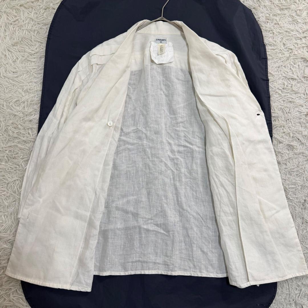 16619✨CHANEL ピンタック クローバー金ボタン ダブルシャツ ブラウス