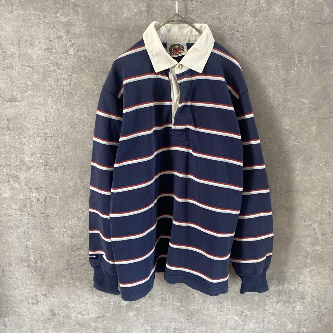 90sBARBARIAN カナダ製　ボーダーラガーシャツ　長袖　メンズSサイズ